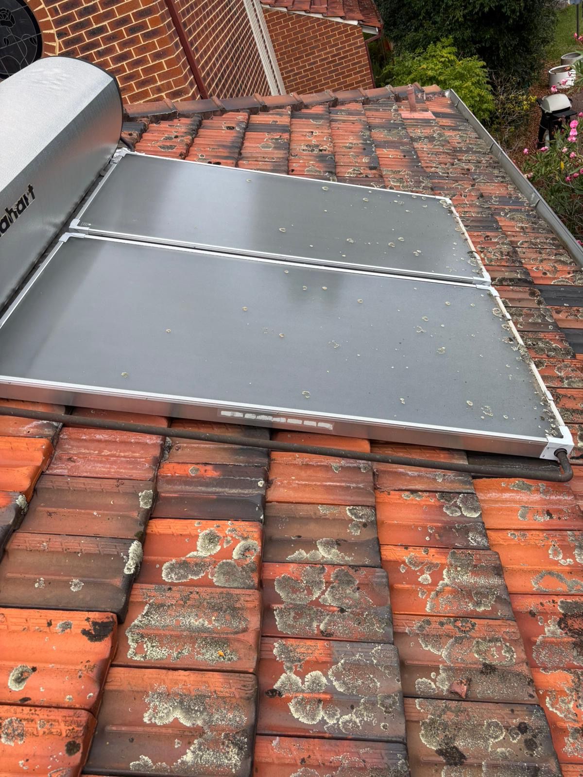 Dirty solar panels before solar panel cleaning in Perth